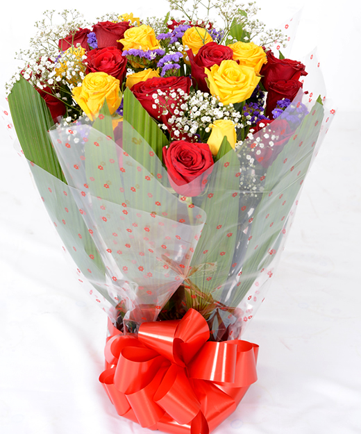 flower delivery within nairobi -Red & yellow roses Flower Basket